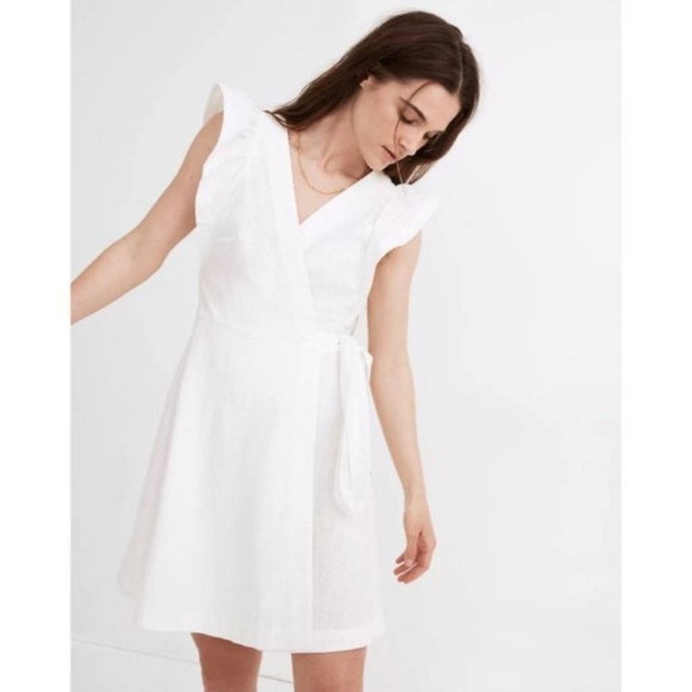 NWT Madewell Ruffle Sleeve Wrap Mini Dress